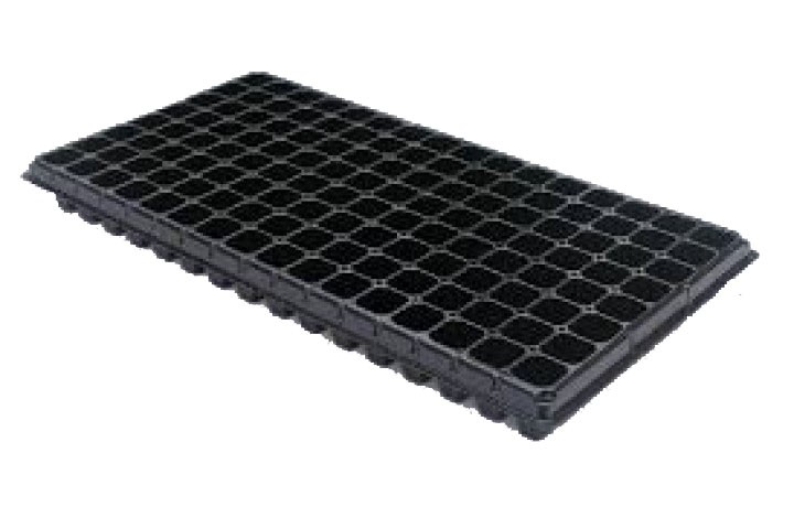 black seedling tray isolated on white background
